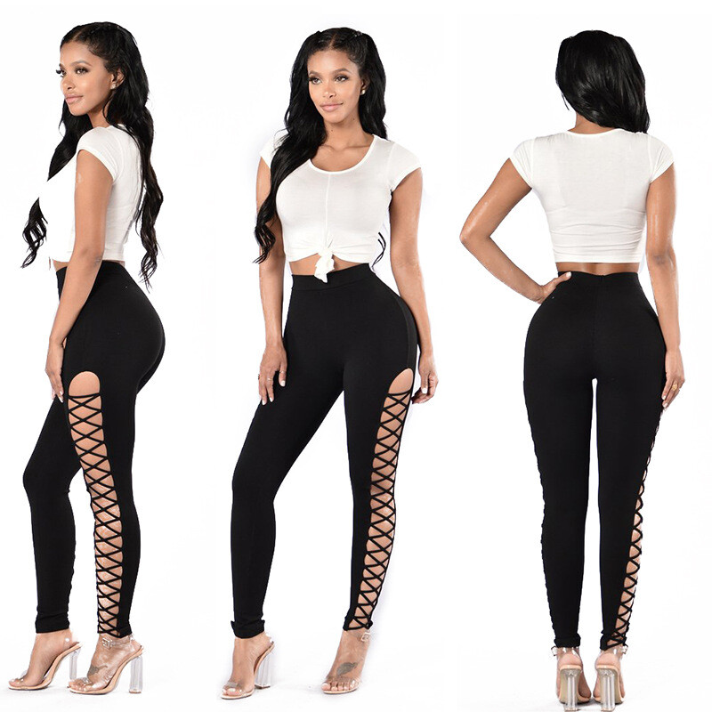 Womens High Waisted Criss Cross Cutout Yoga Pants Workout Leggings