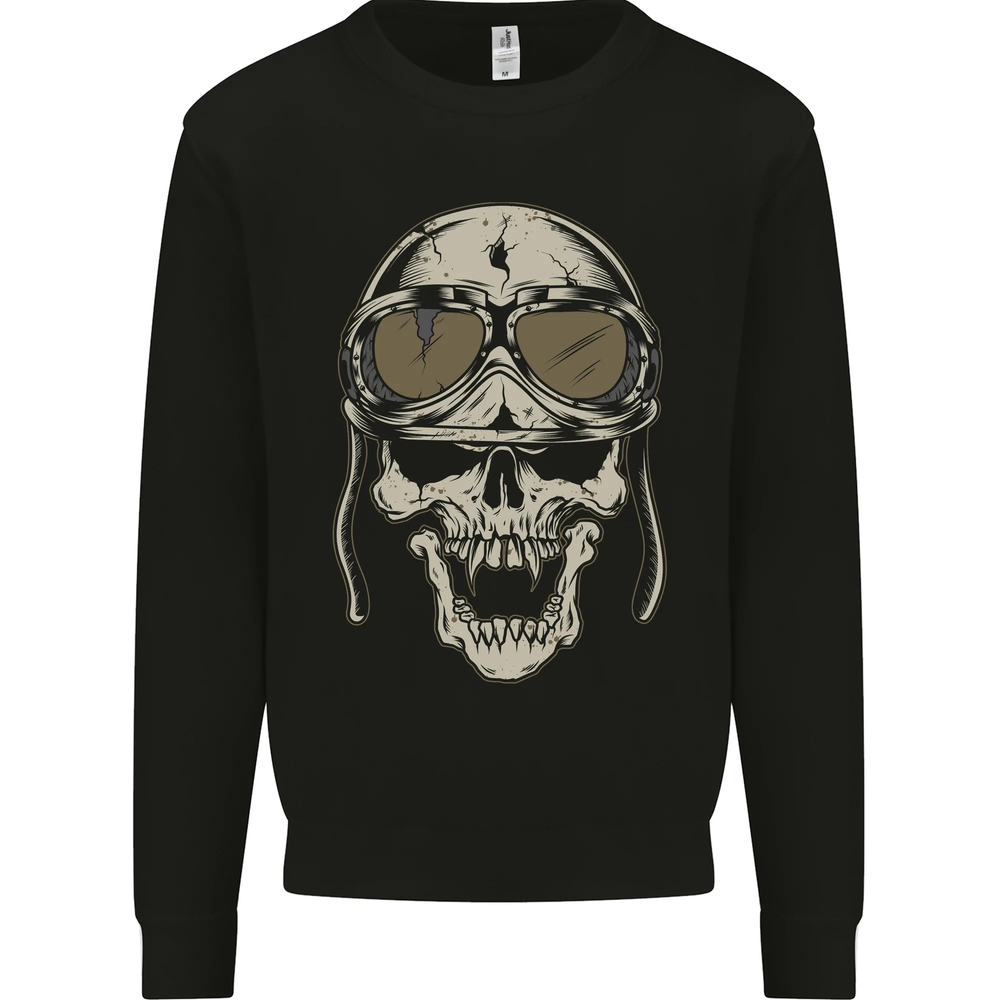 Biker Skull Motorcycle Skulls Motorbike Mens Sweatshirt Jumper