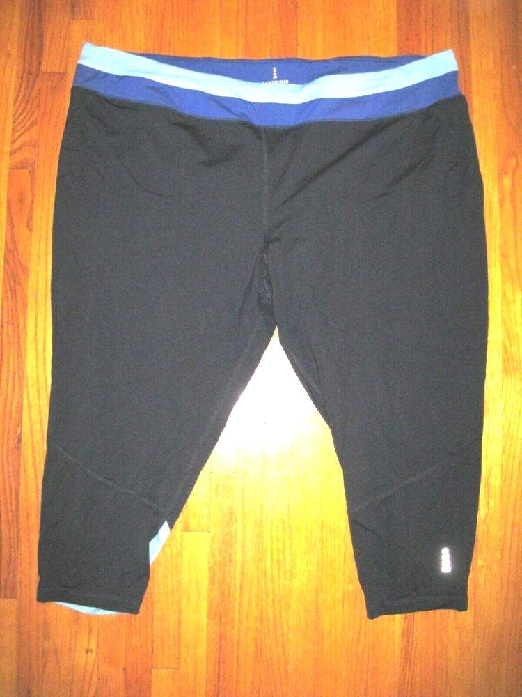 Plus Size Lands' End High Waist Navy Blue Capri Fitness Leggings Sz 3XL New