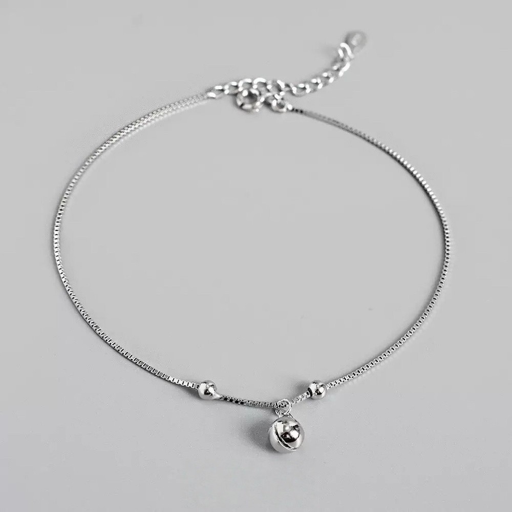 S925 Sterling Silver Minimalist Bell Anklet for Women Elegant Foot Jewelry