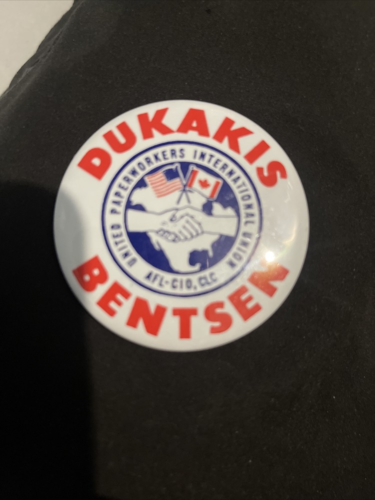 VTG Michael Dukakis Presidential Buttons 1988 Union Related Lithos Political USA