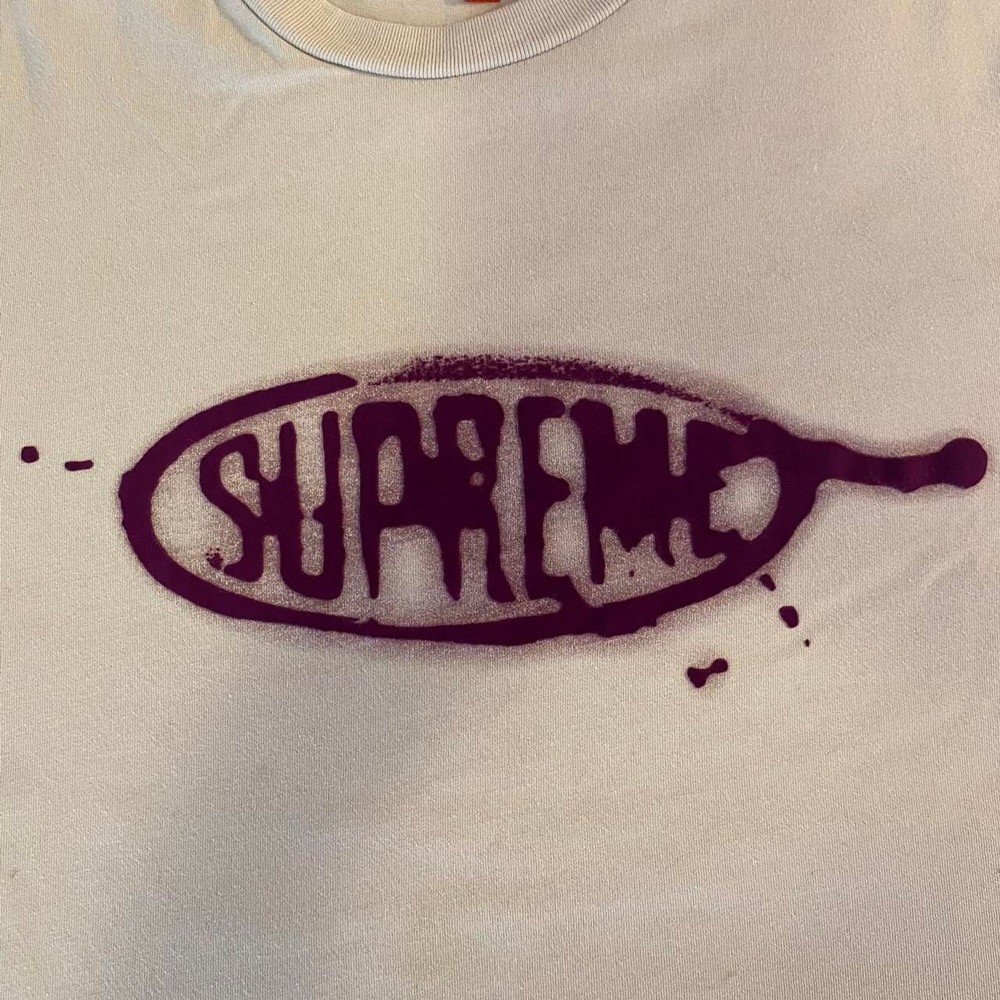 Supreme Ink Blot Purple Spray Paint Spellout S/S22 Men's T-shirt