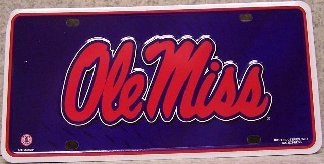 NCAA Ole Miss Rebels Aluminum License Plate University of Mississippi