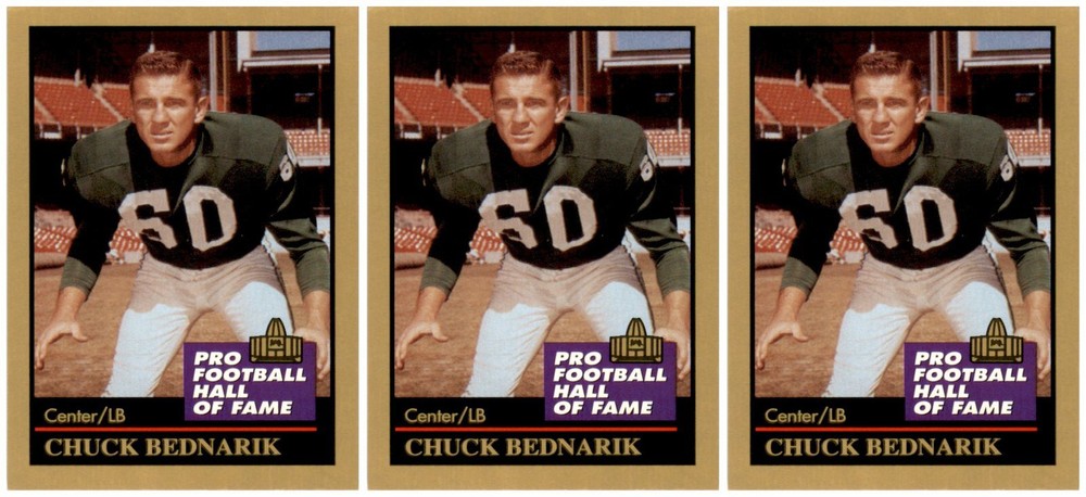 (3) 1991 ENOR Pro Football HOF #8 Chuck Bednarik Philadelphia Eagles Card Lot