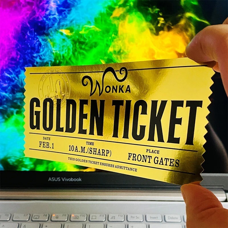 Wonka Golden Ticket Replica Collectible Chocolate Factory Cosplay Prop Gift-image