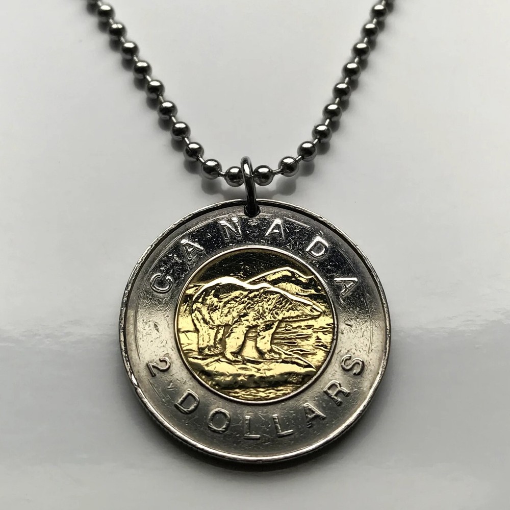 1996 Canada 2 Dollar coin pendant Polar bear ice Toronto Ottawa Vancouver 000018