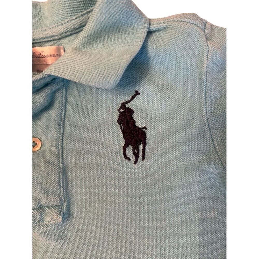 Ralph Lauren Baby Boys Light Blue Polo Shirt Big Pony Number 3 Size 18M