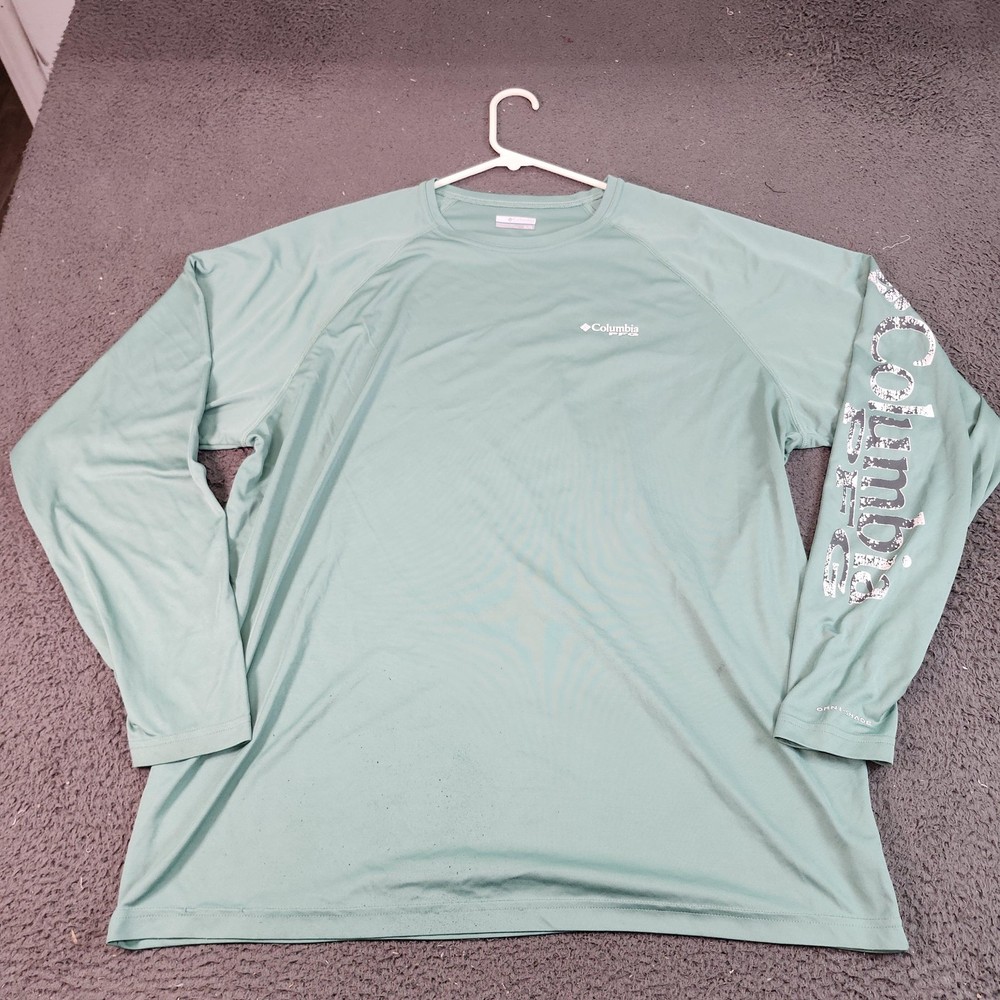 Columbia PFG Shirt Mens XL Green Long Sleeve Fishing Performance UV Quick Dry