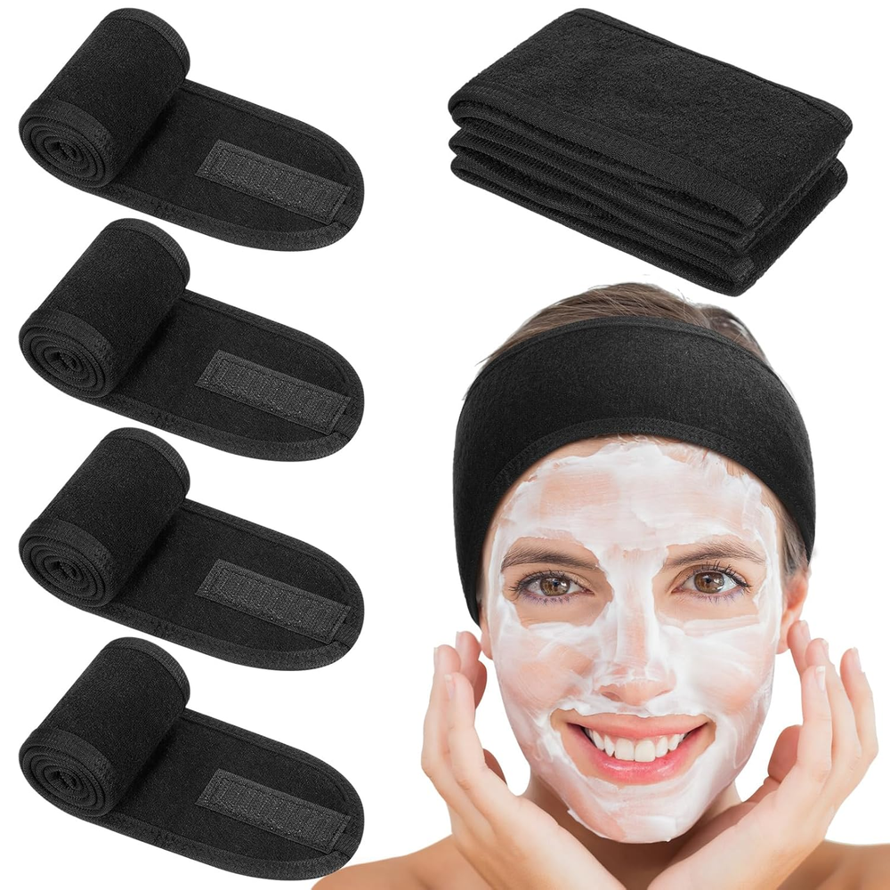 4 Pack Spa Facial Headbands for Women, Adjustable Face Wash Headband Make up Wra