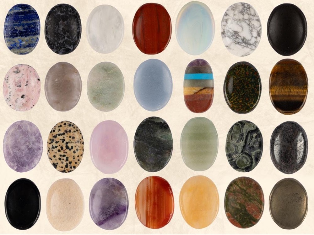 Worry Stones for Anxiety Relief and Meditation - Large Healing Crystal Selection