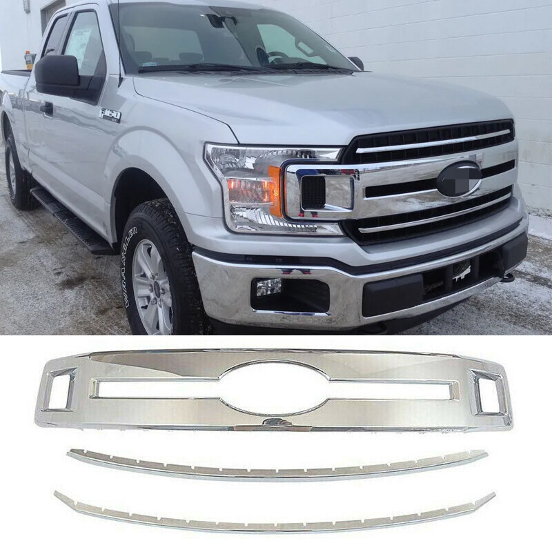 For 2018-2020 Ford F150 XL CHROME Snap On Grille Overlay Full Grill Cover Insert