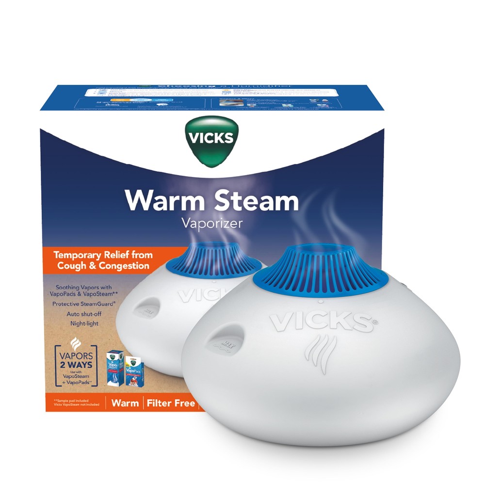 Vicks Warm Steam Vaporizer Humidifier for 600 sq ft in White V150RYUPC