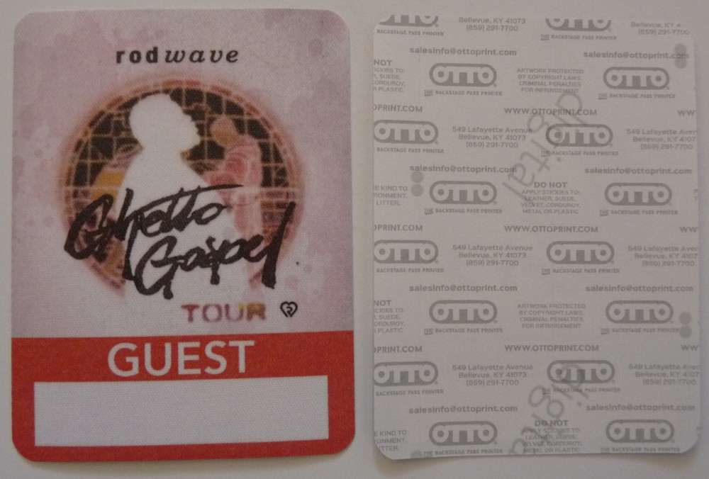 Rod Wave 2020 Ghetto Gospel Concert Tour Red Guest Backstage Pass D3