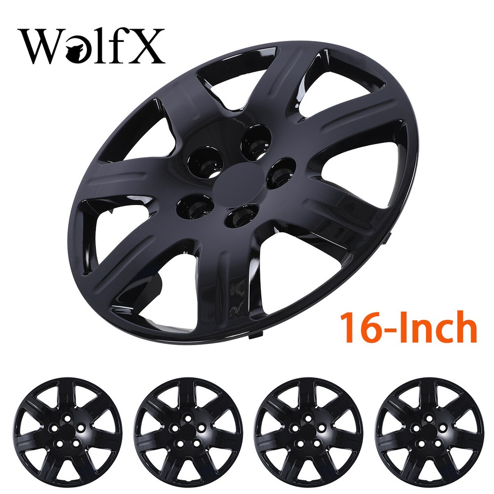 16-Inch Black Hubcaps for 2006-2011 Honda Civic R16 Bolt-On Wheel Covers