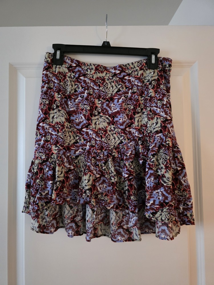 Free People Tiered Ruffle Mini Skirt Womens 6 Boho Preppy Coastal Cowgirl Beach