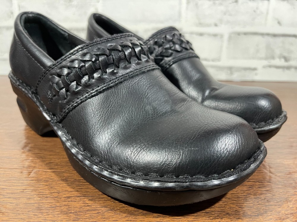 Women’s Born B.o.c Shoes Size 7.5M Black Clogs Vegan Leather - Braided Leather