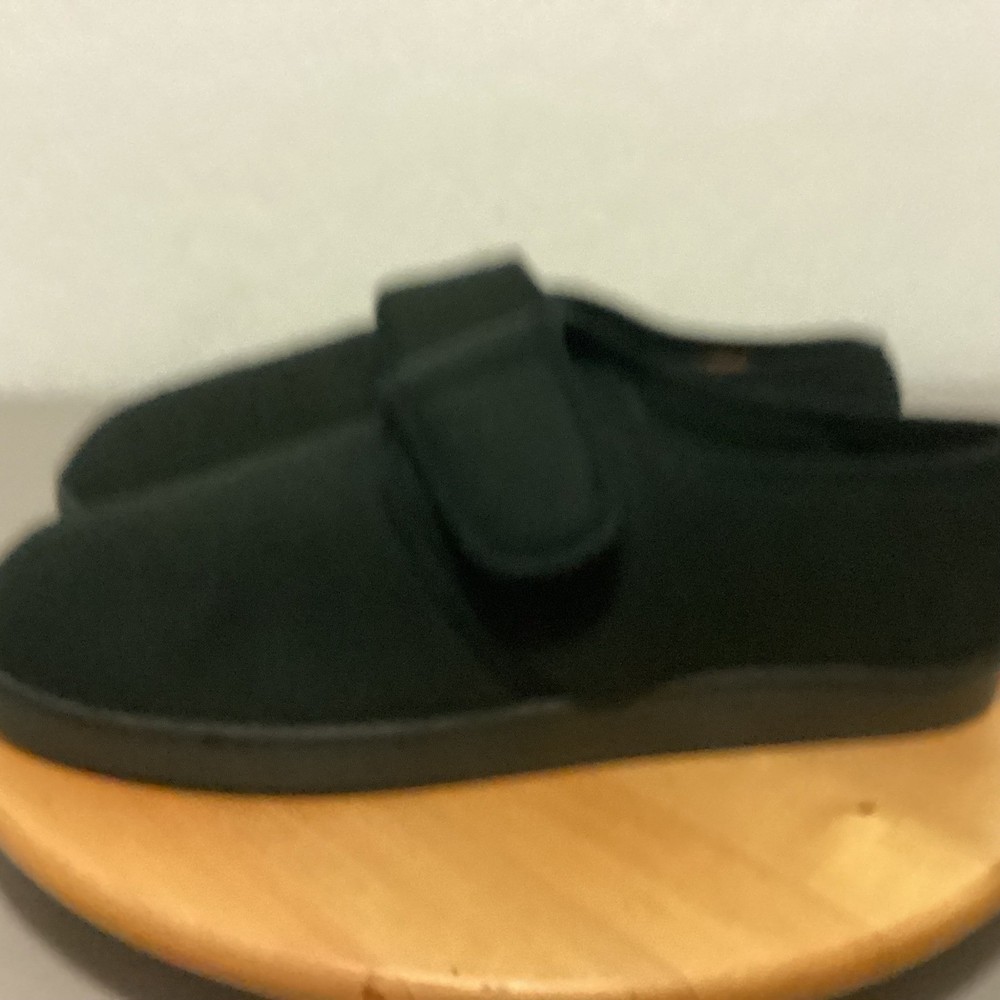 King Size Black Adjustable Strap Slippers Size 11 Wide Width Comfort House Shoes