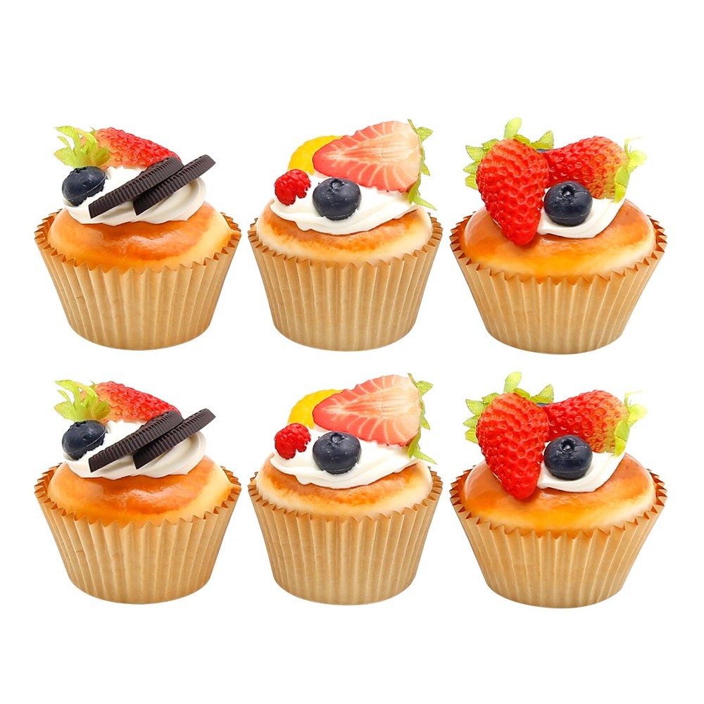 Artificial Fruit 6Pcs Realistic Artificial Cupcake Models for Kitchen Bakery ...