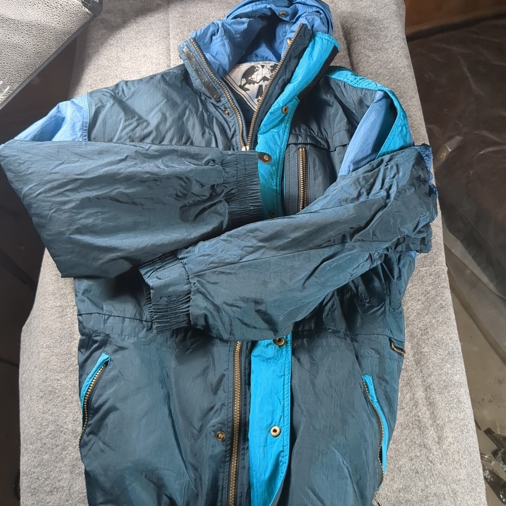 Vintage NILS ENTRANT Men’s M Ski Jacket Full Zip Hooded Blue Green USA