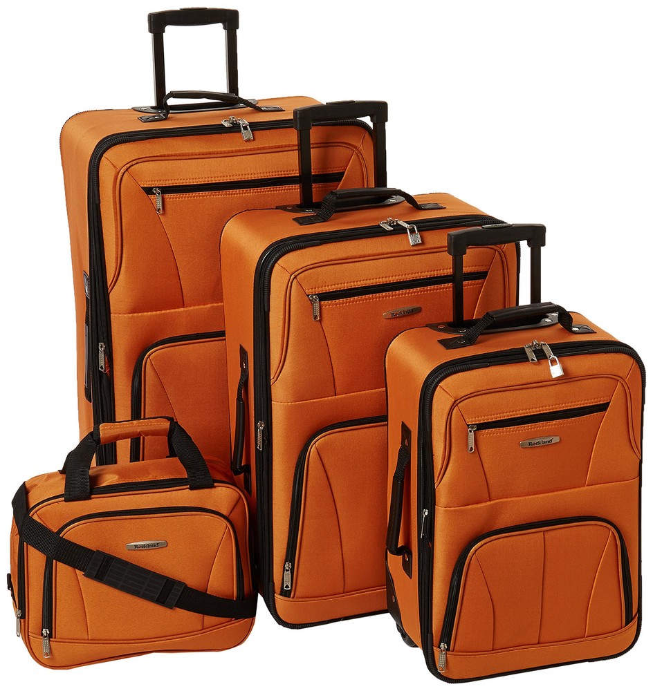 Journey Softside Upright Luggage Set, Expandable, Orange, 4-Piece (14/19/24/28)