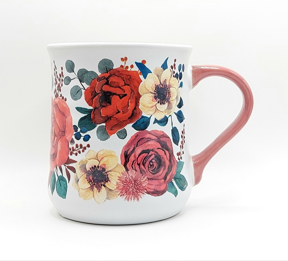 Garden Of Roses Coffee Mug Cup 18 Oz Ceramic Wavy Texture By Clementine Paper