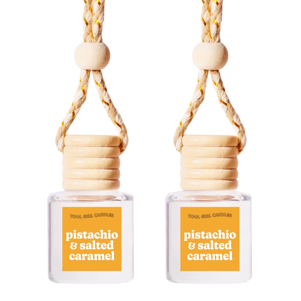 COOLGIRLCANDLES Pistachio Salted Caramel Hanging Car Air Freshener and Essential