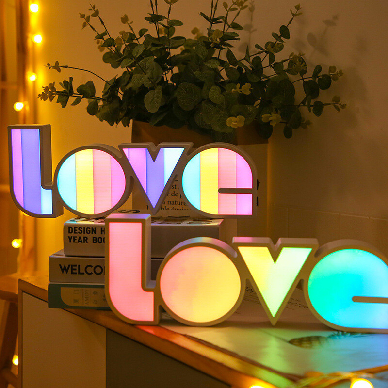 Valentines LED LOVE Light Decor Gift for Her Birthday Wedding-image