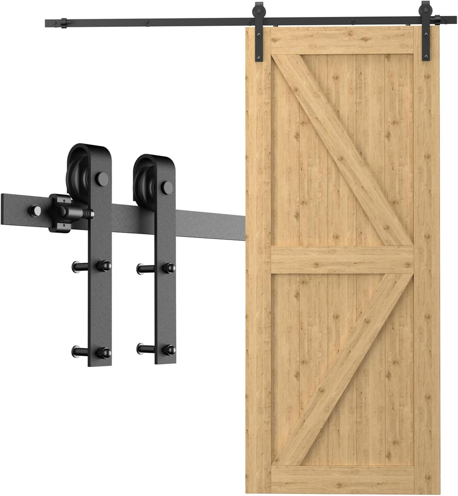 Barn Door Hardware Kit 4FT Sliding Track Heavy Duty for Single Max 24'' Wide Doo