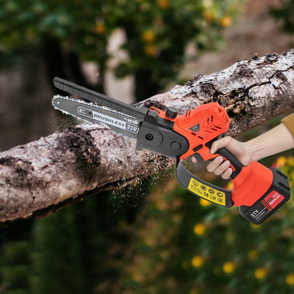 8 Inch Cordless Mini Chainsaw with 2 Batteries and Allen Wrench