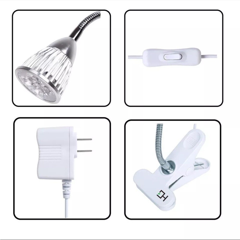 LED Plant Grow Lights 5W Clip Desk Lamp with 360 Degree Flexible Gooseneck