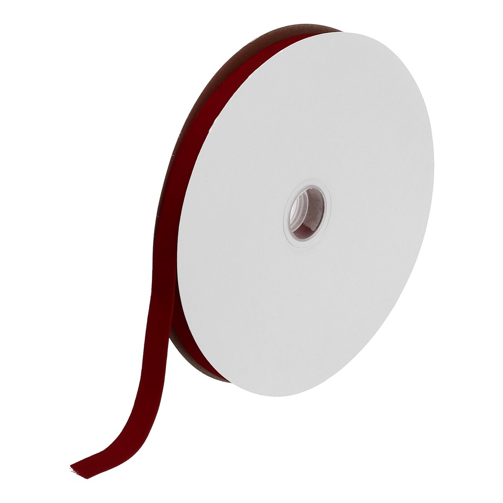 Velvet Ribbon 5/8 Inch x 25 Yard Single Face Spool Silky Velvet Fabric Wine Red