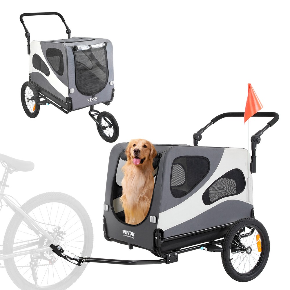VEVOR Pet Bicycle Trailer & Stroller Dog Cat Bike Carrier 100 lb Water Resistant