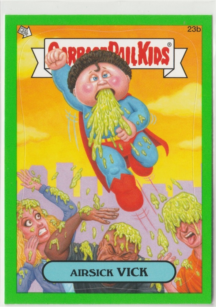 Airsick Vick #23b Superman Green Garbage Pail Kids GPK 2012 Series 1 Brand New