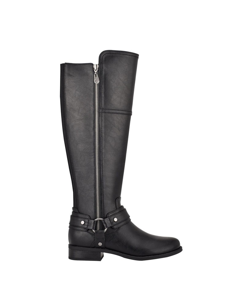 GBG ADIVINACIONES Bota de Montar Harlea Negra Flex Espalda Tono Dorado 6.5 M para Mujer