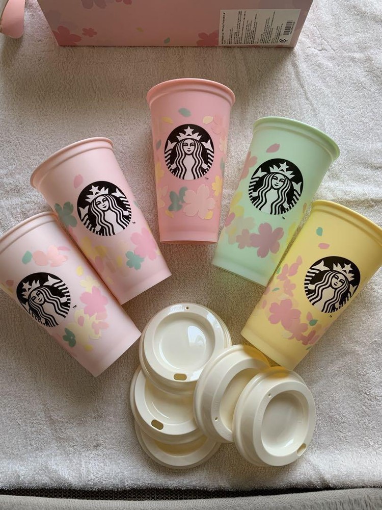 Starbucks 2020 Sakura 5-Piece Reusable Cup Set with Mini Bag 473ml Rare Exclusive