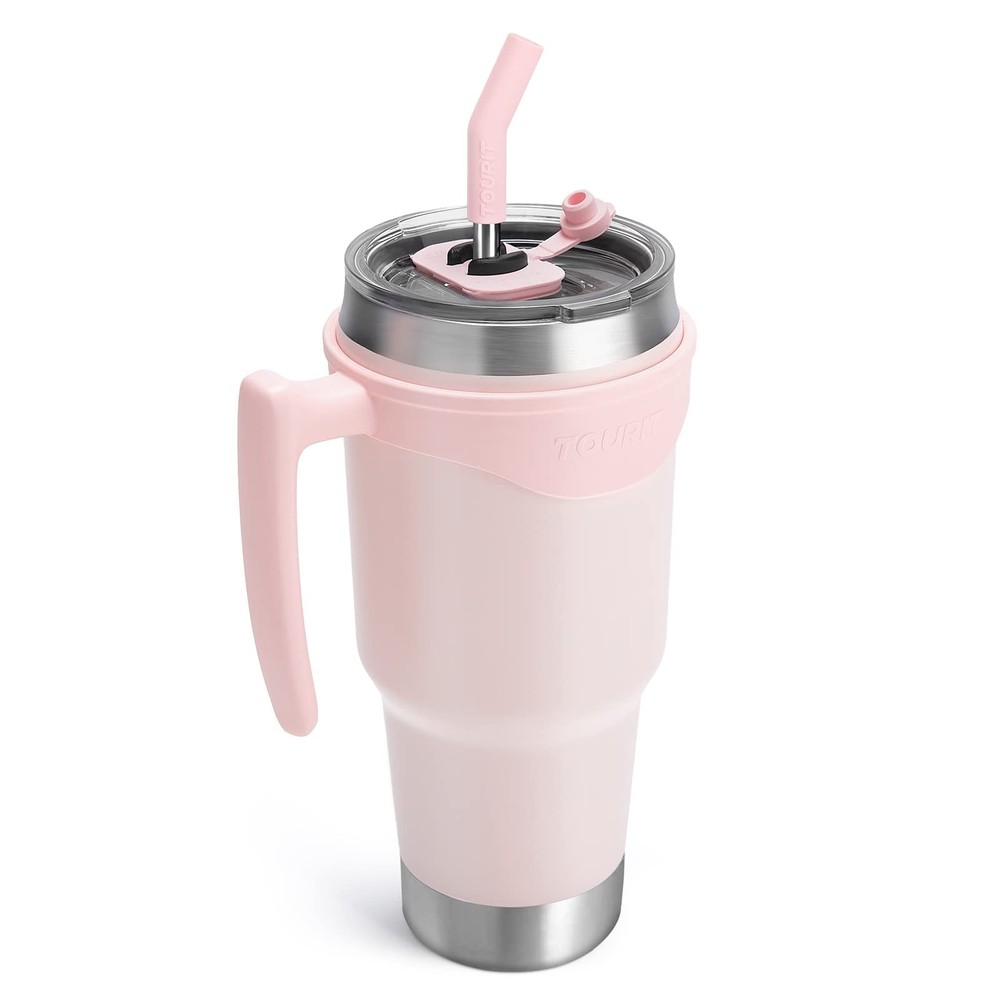 40 oz Tumbler with Handle and Straw, 3 in 1 Sip-All-Way Lid Insulated Tumbler...