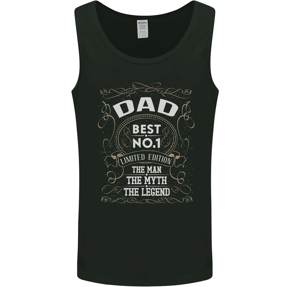Fathers Day No 1 Dad Man Myth Legend Funny Mens Vest Tank Top-image