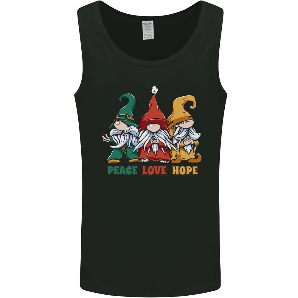 Peace Love Hope 3 Gnomes Mens Vest Tank Top