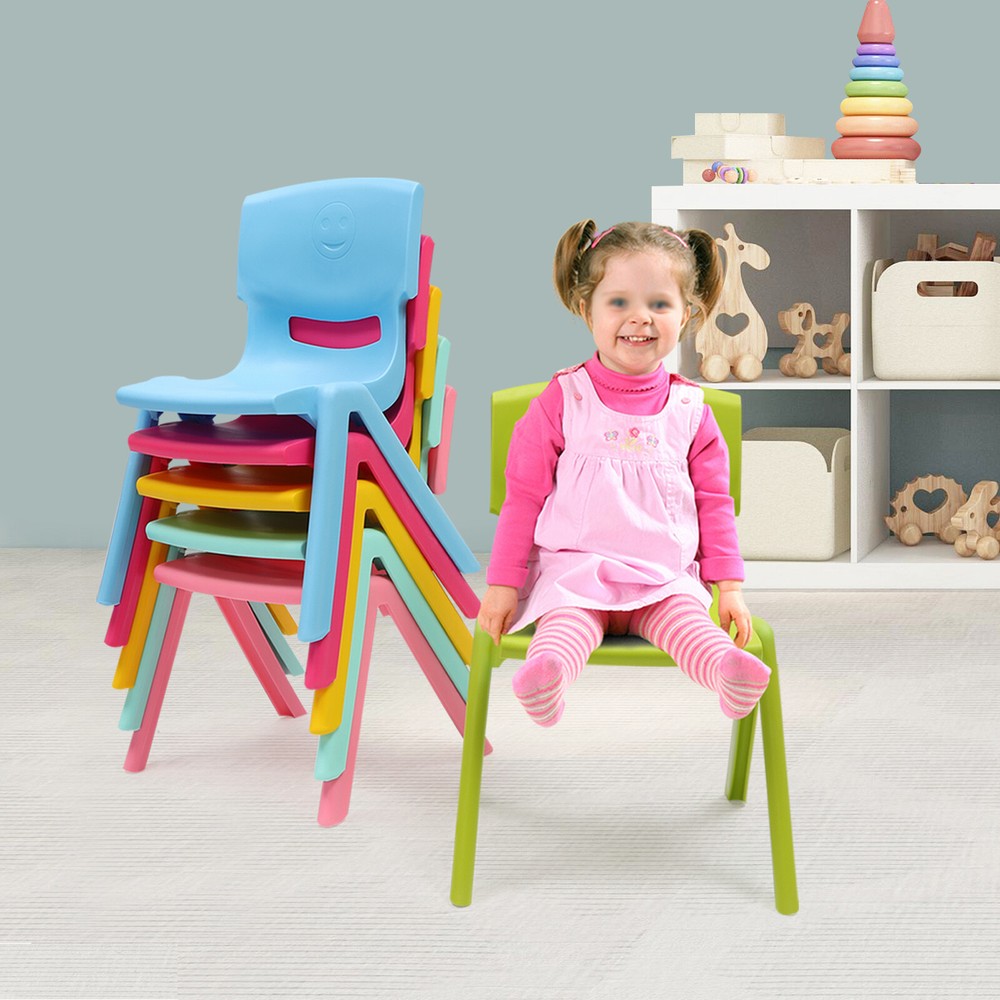 Colorful Stackable School Chairs 6PCS Plastic Child Chairs 100kg strong load New