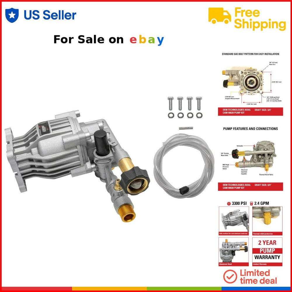 OEM Aluminum Pressure Washer Pump Kit 3300 PSI 2.4 GPM Horizontal
