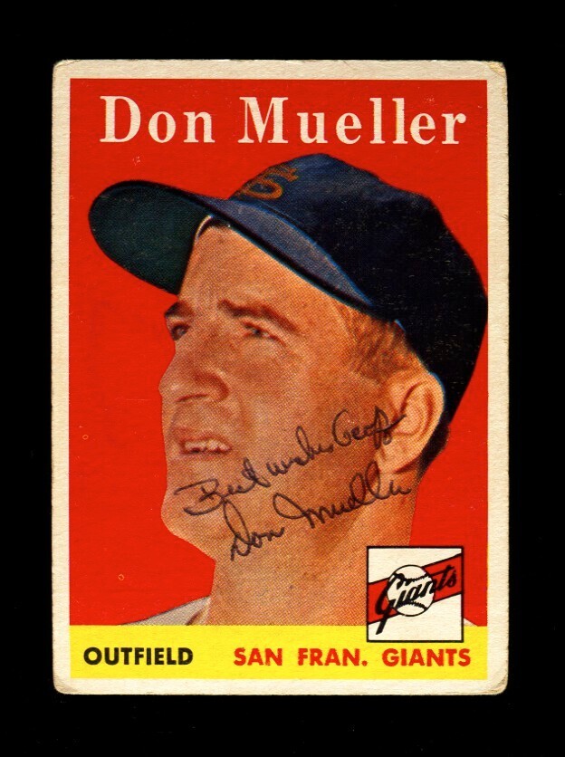 1958 TOPPS DON MUELLER #253 GIANTS SIGNED AUTOGRAPH