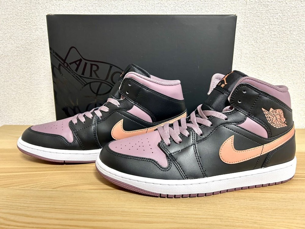 Nike Air Jordan 1 Mid SE Black Sky J Mauve White Sky Orange Men Size 9.5 US SNK1099
