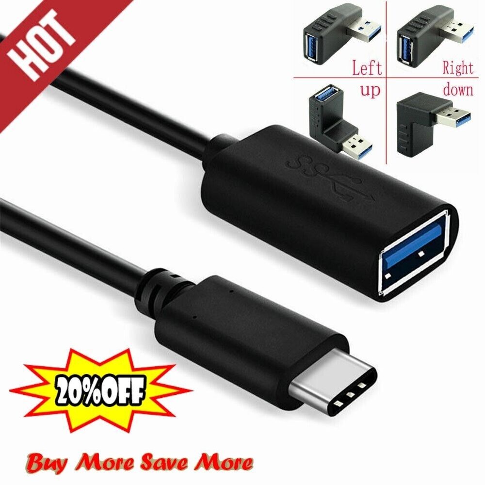 90 Degree USB 3.0 Male to Female Right Angle Adapter Extension Connector