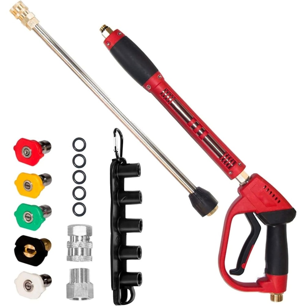 High-Power Red Pressure Washer Gun with Extension Wand