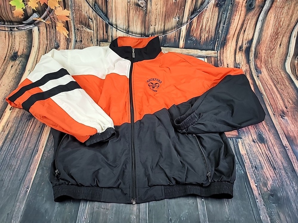 VINTAGE Rockford RAMS 90s  FULL-ZIPPER  Windbreaker JACKET MEN’S SIZE XL (M)