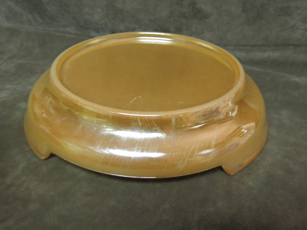 Vintage 1950s Anchor Hocking Peach Lustre Glass Punch Bowl Stand