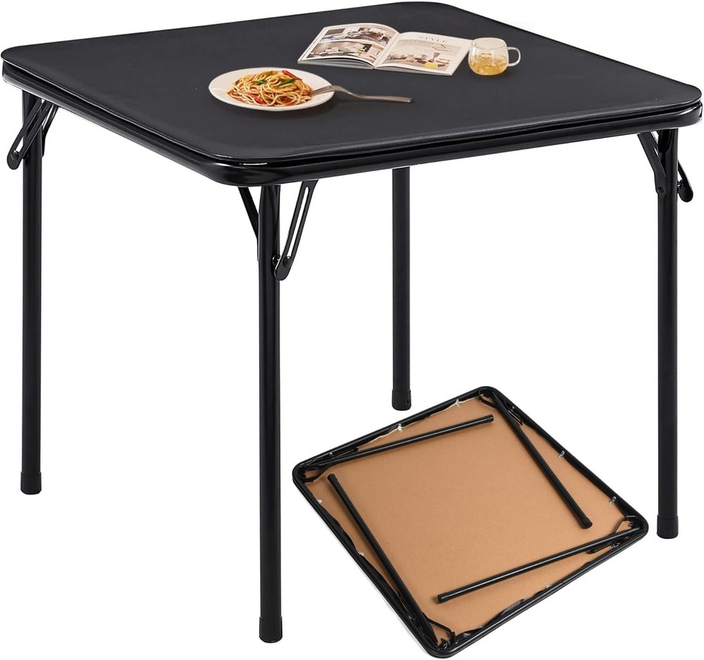 Square 34-Inch Folding Card Table with Metal Frame - Multi-Functional & Foldable