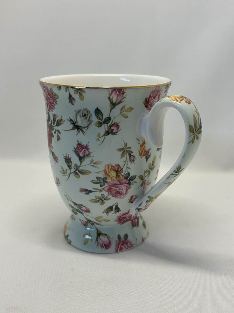 Grace Teaware Porcelain Coffee Tea Cup Light Green Roses Flower Chintz 4.5 T