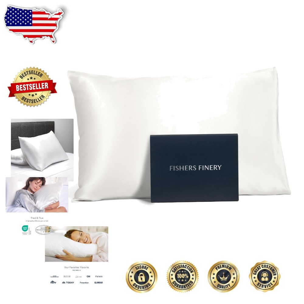 19mm 100% Pure Mulberry Silk Pillowcase - Queen Size, Good Housekeeping Approved