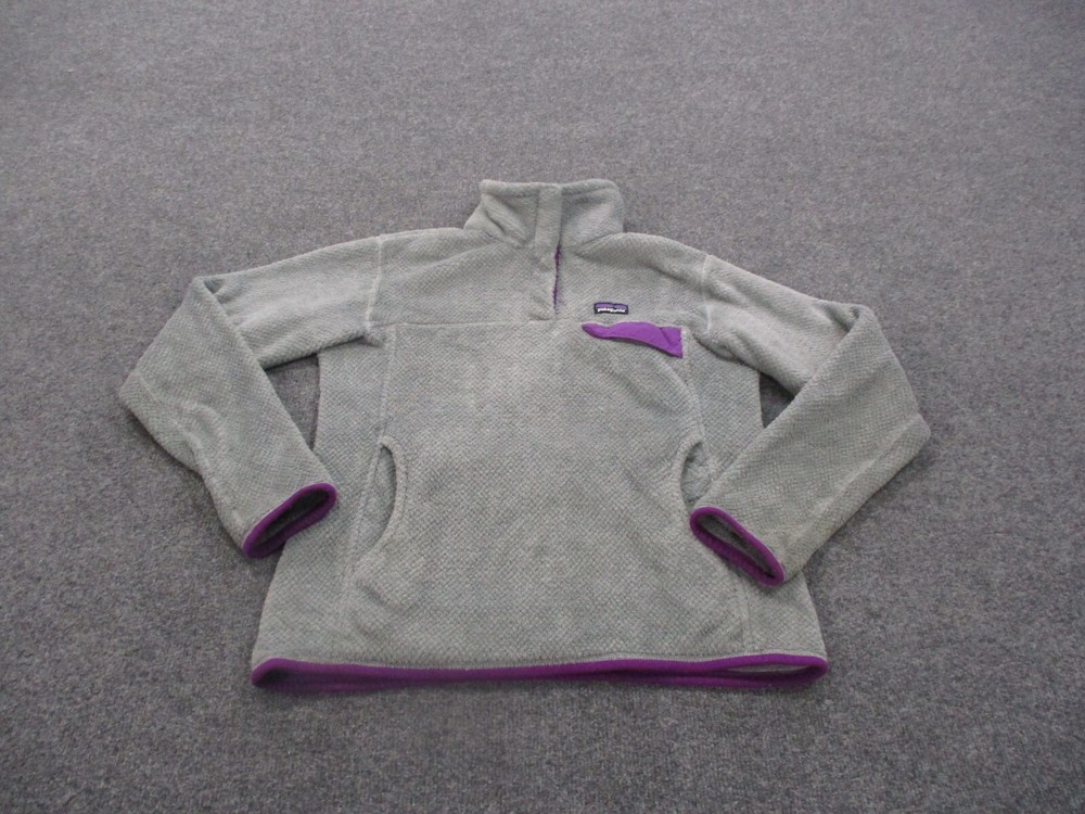 Patagonia Jacket Adult M Gray T Snap Sweater Fleece Logo Coat Pullover Womens